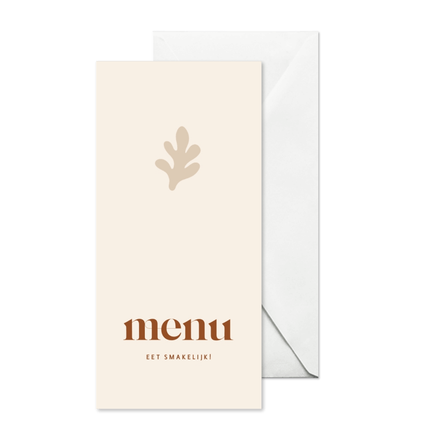 Beige menukaart voor communie met abstracte vormen en foto - Kaartimpressie