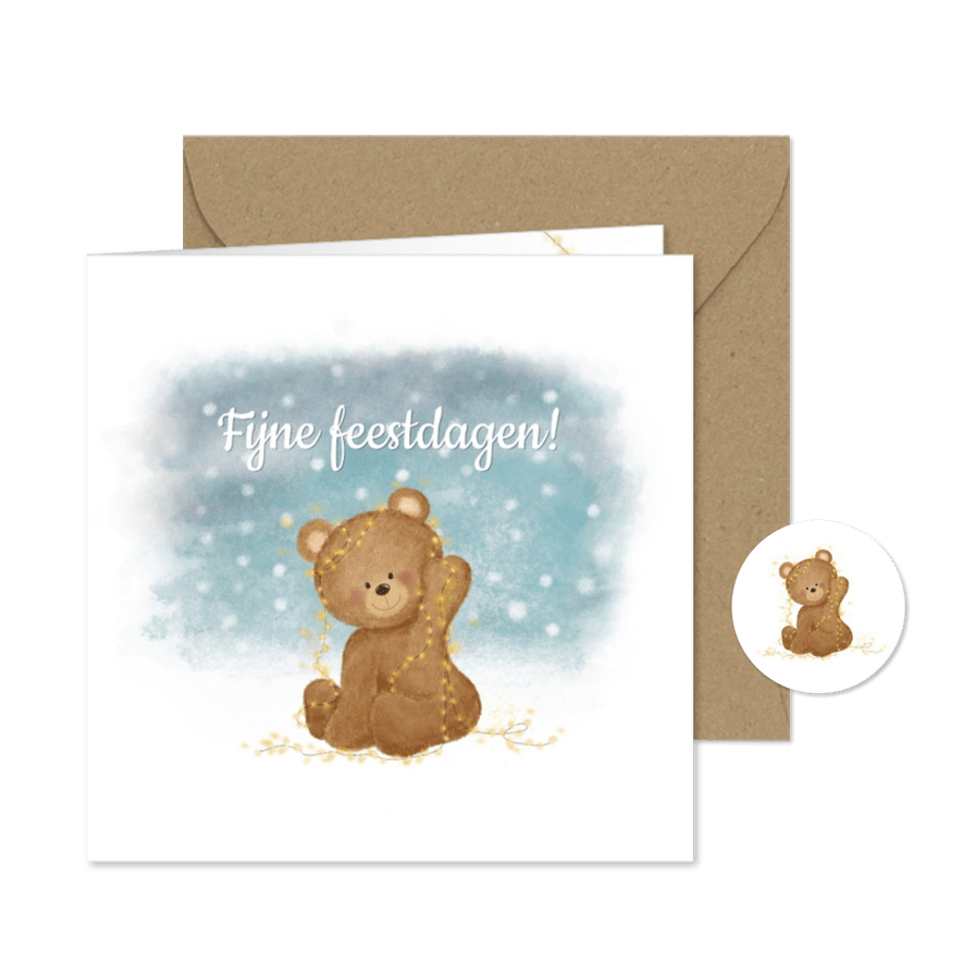 Beregezellige kerstkaart met lief beertje in sneeuw - Kaartimpressie