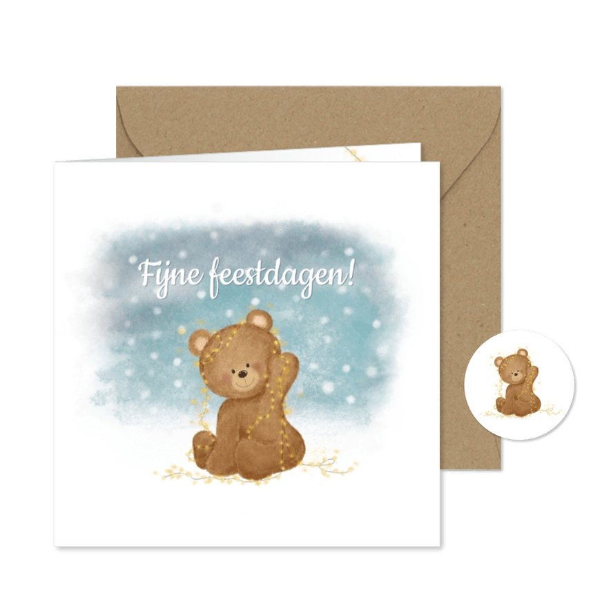 Beregezellige kerstkaart met lief beertje in sneeuw - Kaartimpressie