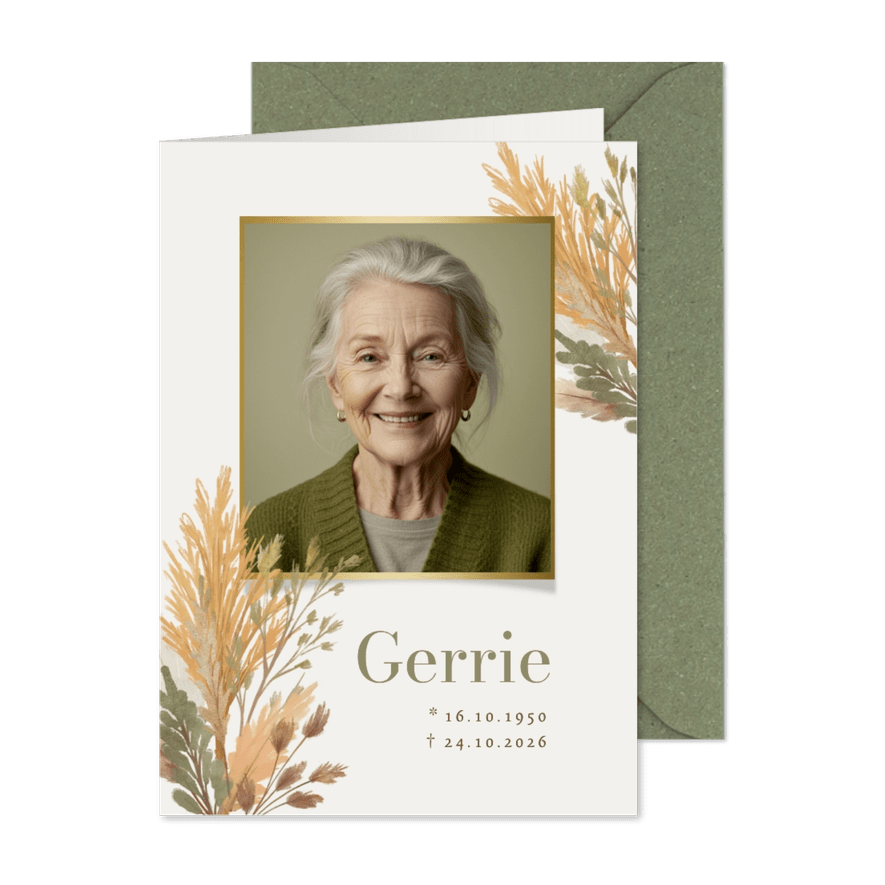 Bidprentje droogbloemen natuurlijke takjes neutraal foto - Kaartimpressie