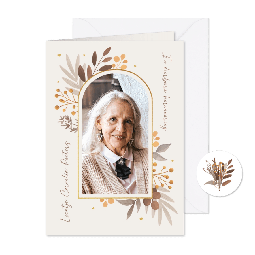 Bidprentje gedroogde takjes foto stijlvol herinnering - Kaartimpressie