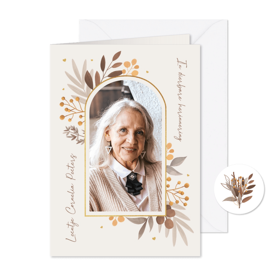 Bidprentje gedroogde takjes foto stijlvol herinnering - Kaartimpressie