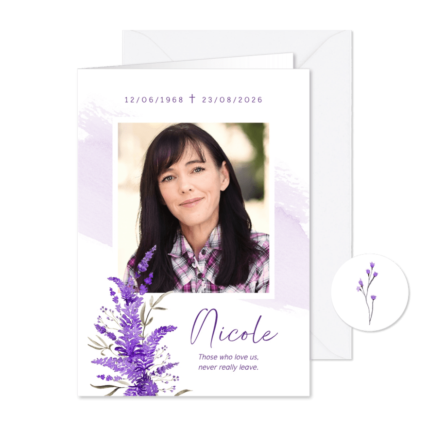 Bidprentje lavendel waterverf foto stijlvol paars - Kaartimpressie