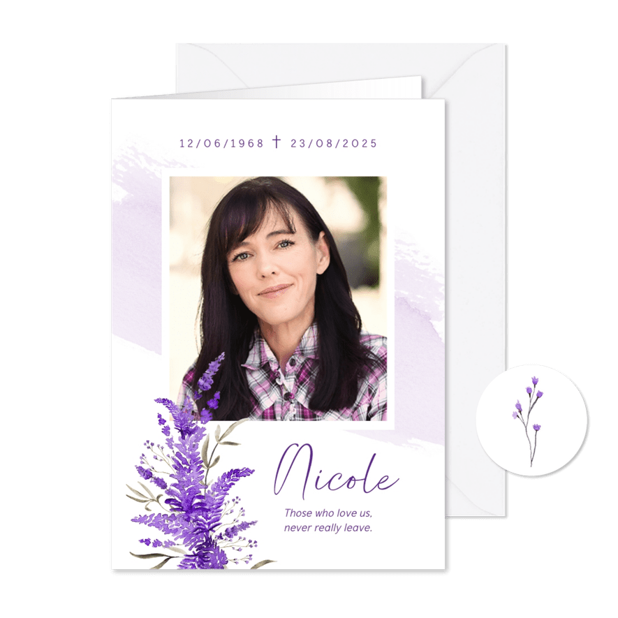 Bidprentje lavendel waterverf foto stijlvol paars - Kaartimpressie