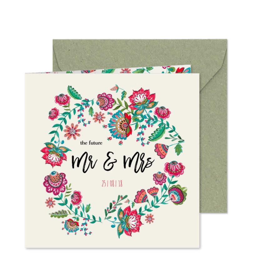 Bohemian Bloemen Huwelijk - Kaartimpressie
