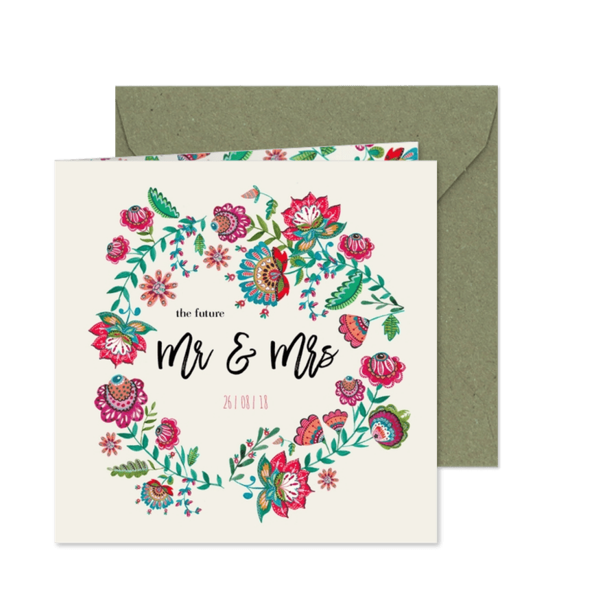 Bohemian Bloemen Huwelijk - Kaartimpressie