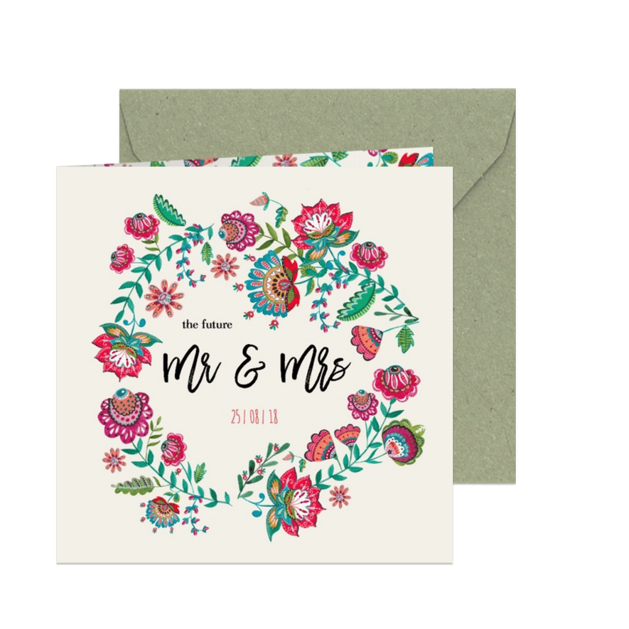 Bohemian Bloemen Huwelijk - Kaartimpressie