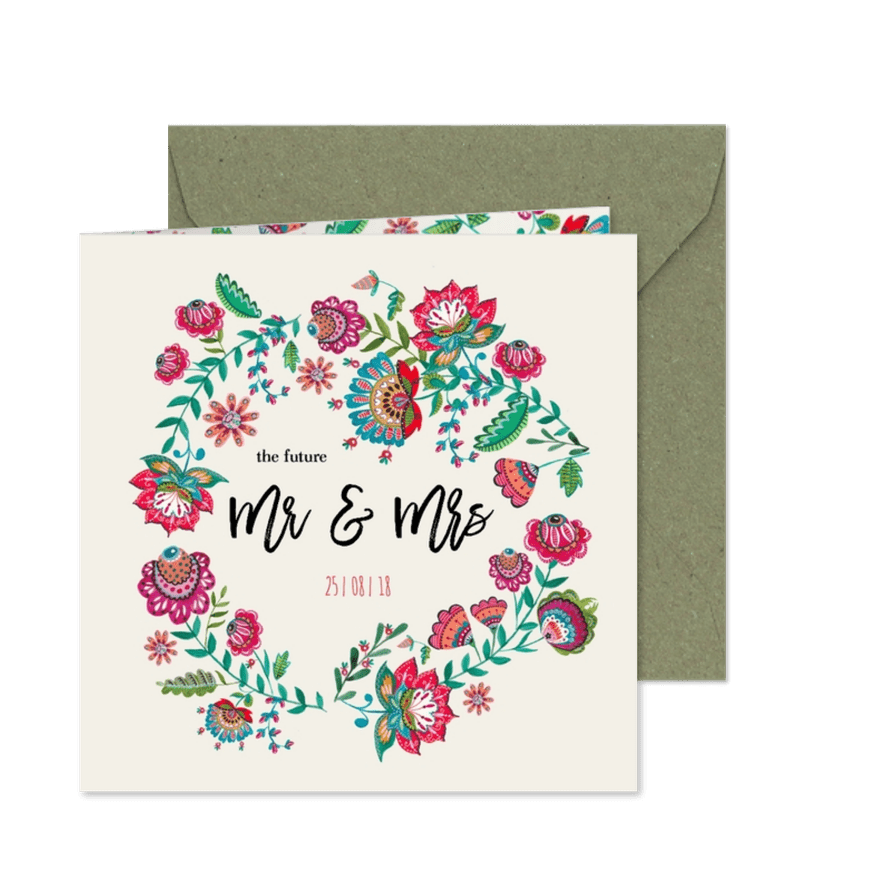 Bohemian Bloemen Huwelijk - Kaartimpressie