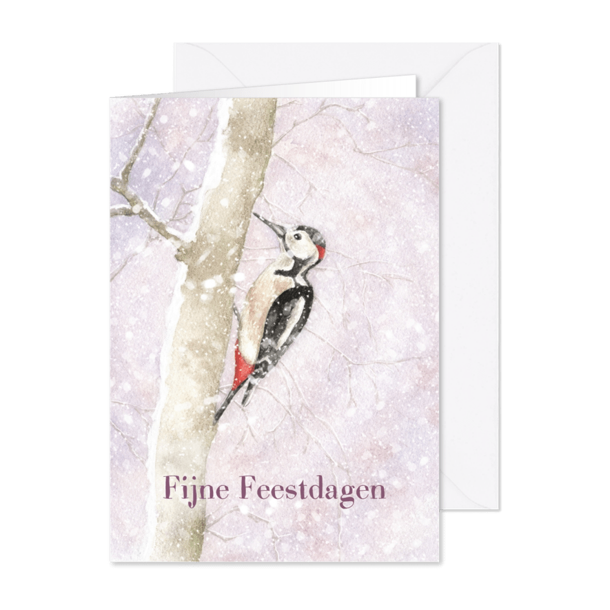 Bonte Specht in de sneeuw - Kaartimpressie