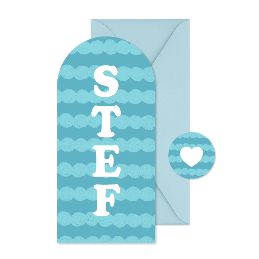 Boogvorm geboortekaartje jongen gestreept modern hip blauw - Kaartimpressie