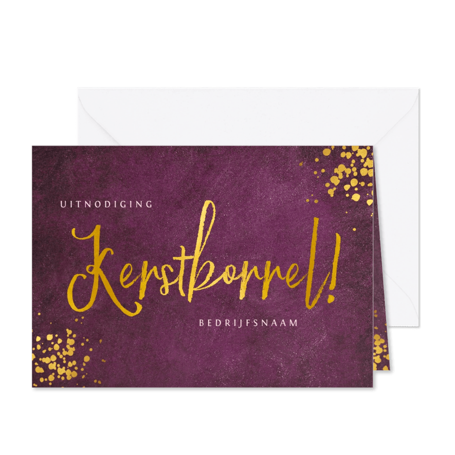 Bordeaux kleurige uitnodiging voor zakelijke kerstborrel - Kaartimpressie