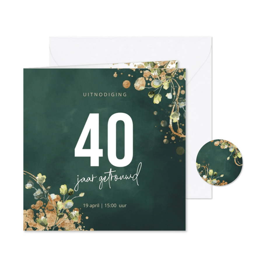 Botanisch groene jubileum uitnodigingskaart 40 - Kaartimpressie