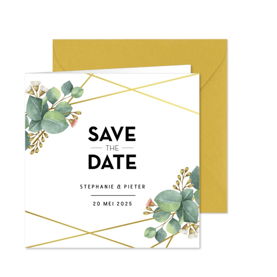 Botanische save the date kaart - Kaartimpressie