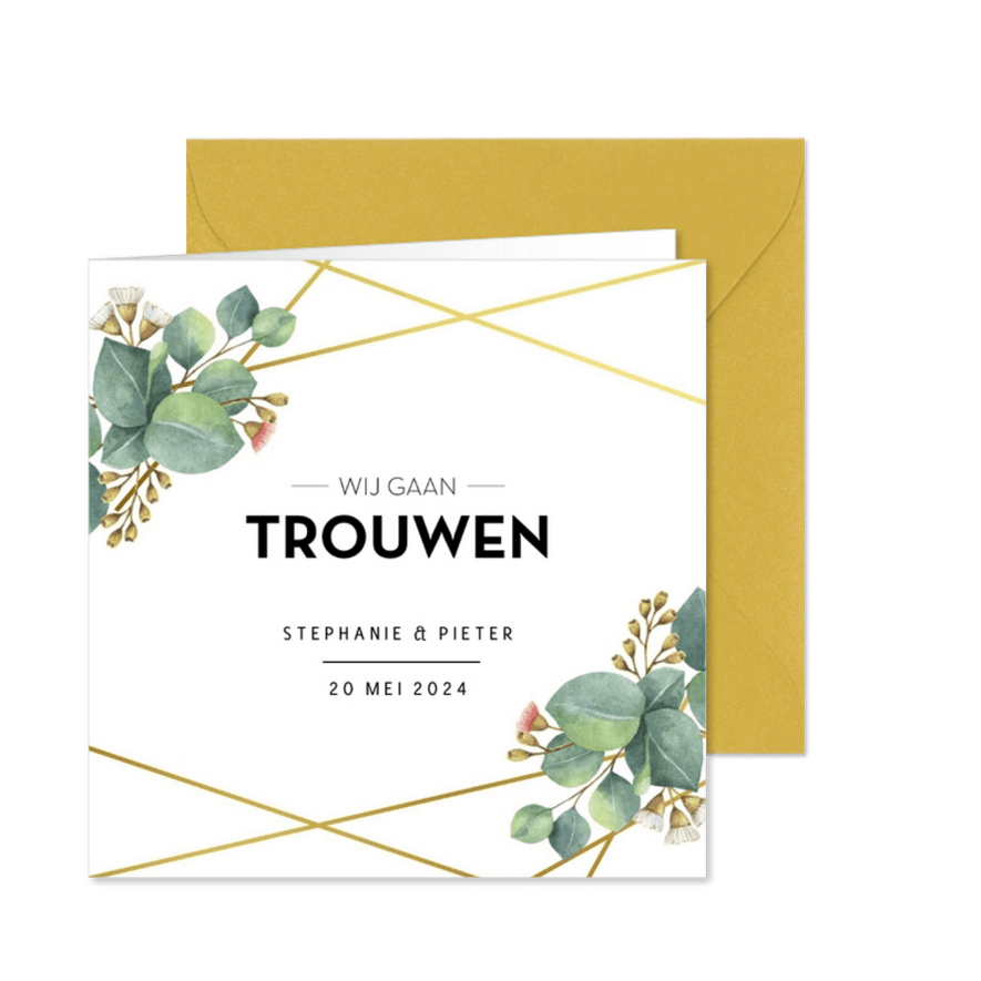 Botanische trouwuitnodiging - Kaartimpressie