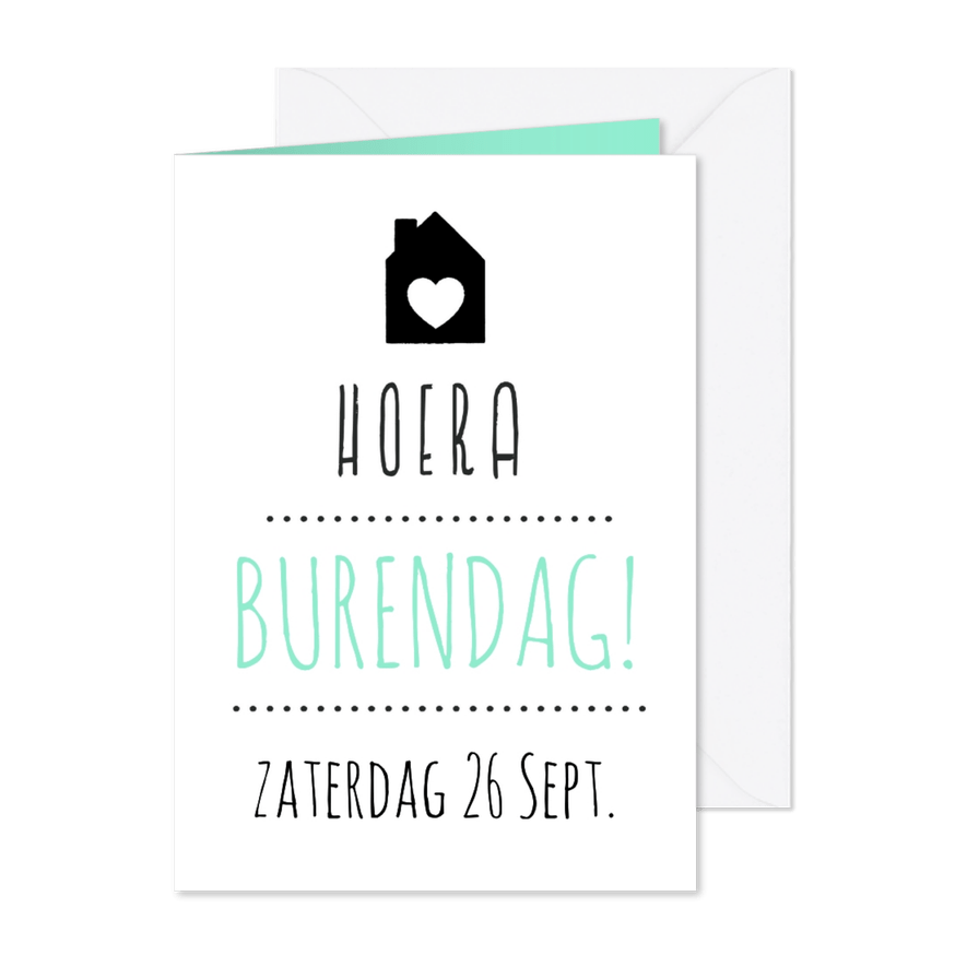 Burendag uitnodiging Zwart wit - Kaartimpressie