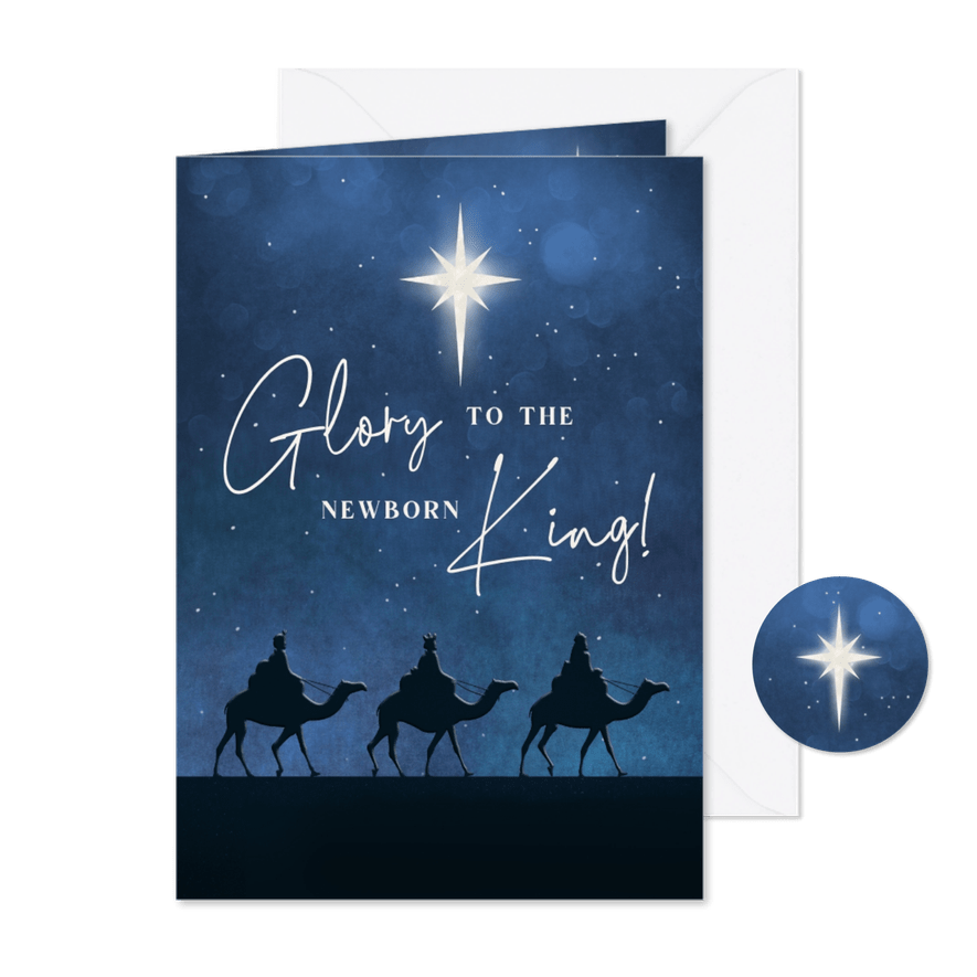 Christelijk kerstkaart met silhouet van de 3 wijzen en ster - Kaartimpressie