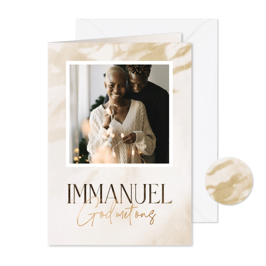 Christelijke fotokaart nieuwjaar Immanuel met eucalyptus - Kaartimpressie
