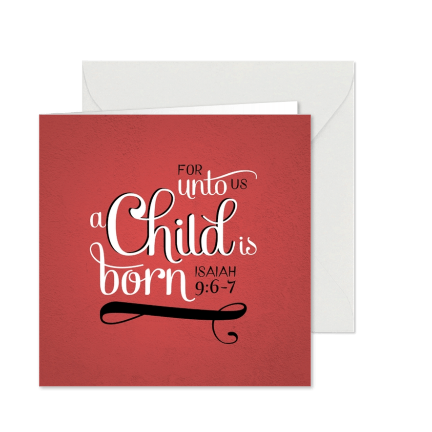 Christelijke kerstkaart Bijbeltekst Jesaja 9 - Kaartimpressie