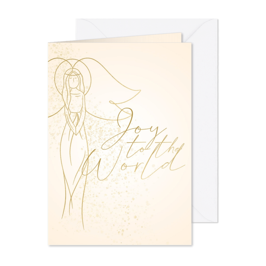 Christelijke kerstkaart Engel Joy to the World - Kaartimpressie