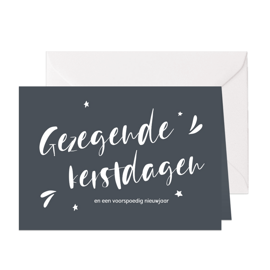 Christelijke kerstkaart handlettering gezegende kerstdagen - Kaartimpressie