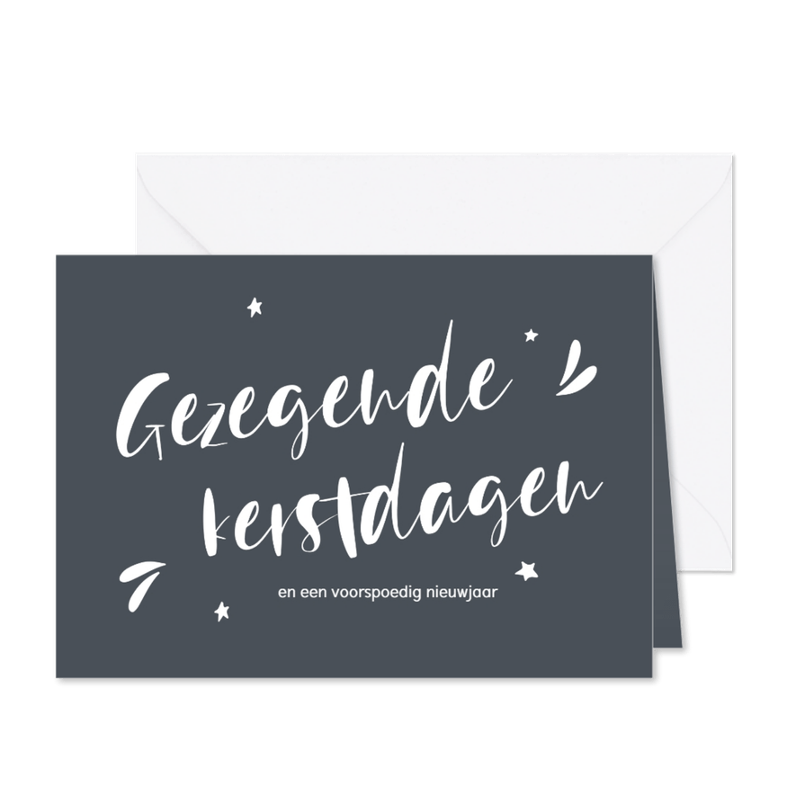 Christelijke kerstkaart handlettering gezegende kerstdagen - Kaartimpressie