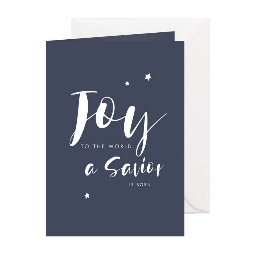 Christelijke kerstkaart handlettering joy tot the world - Kaartimpressie