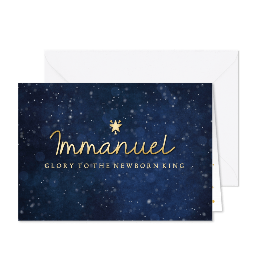 Christelijke kerstkaart - Immanuel glory to the newborn king - Kaartimpressie