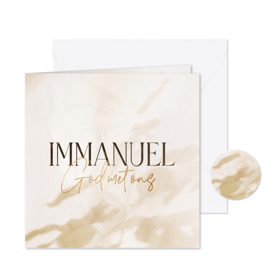 Christelijke kerstkaart Immanuel met eucalyptus - Kaartimpressie