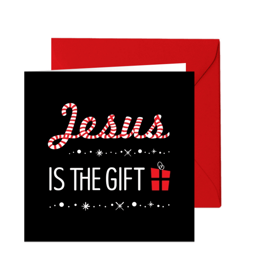 Christelijke kerstkaart Jesus is the gift - Kaartimpressie