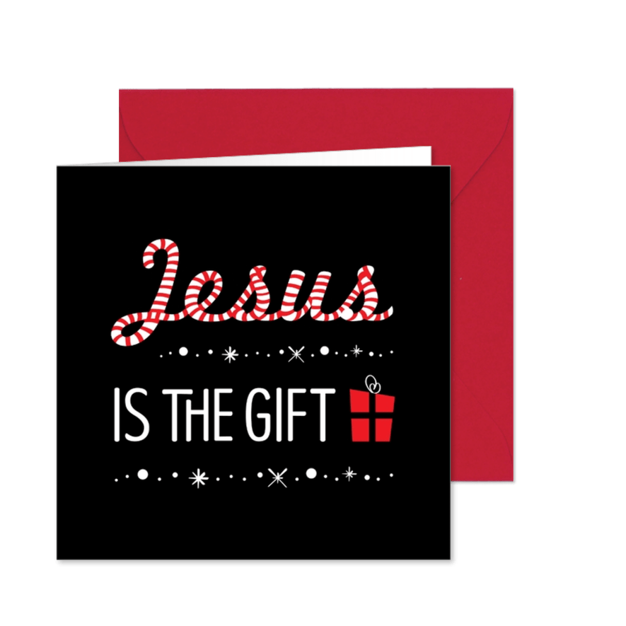 Christelijke kerstkaart Jesus is the gift - Kaartimpressie