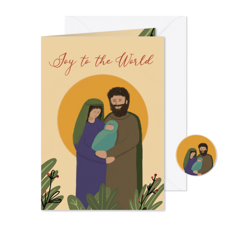 Christelijke kerstkaart kerststal baby Jezus Jozef en Maria - Kaartimpressie