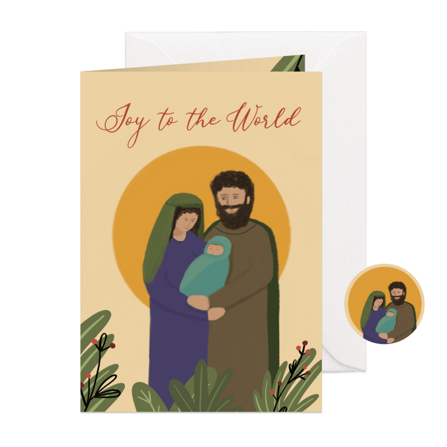 Christelijke kerstkaart kerststal baby Jezus Jozef en Maria - Kaartimpressie