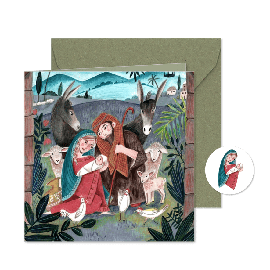 Christelijke kerstkaart Maria en Jozef - Kaartimpressie
