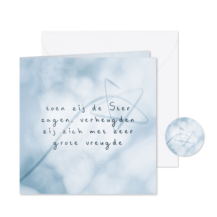 Christelijke kerstkaart Matteüs 2:10 met ster - Kaartimpressie