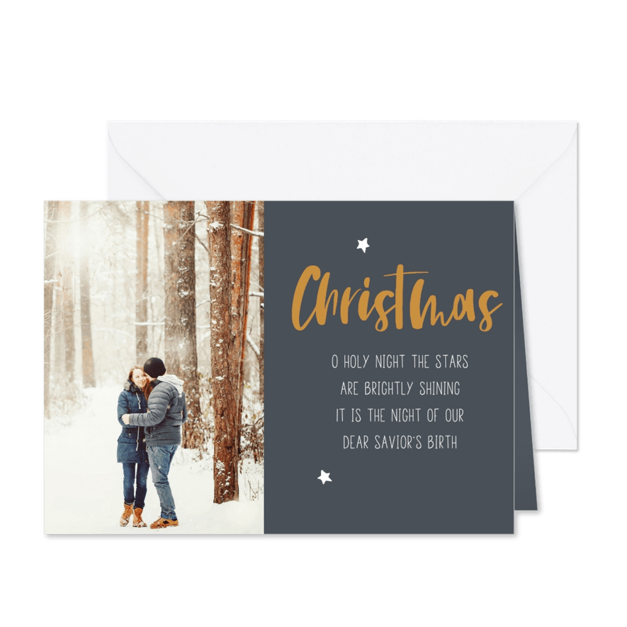 Christelijke kerstkaart met kerstlied en eigen foto - Kaartimpressie
