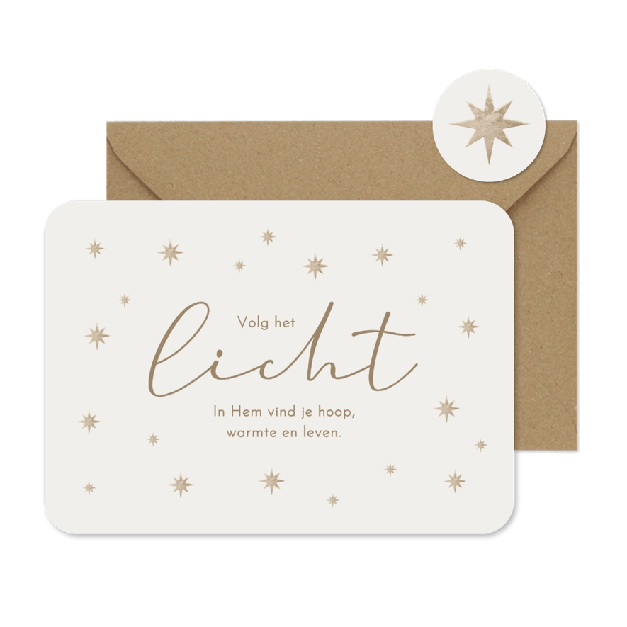 Christelijke kerstkaart sterren licht hoop warmte leven - Kaartimpressie