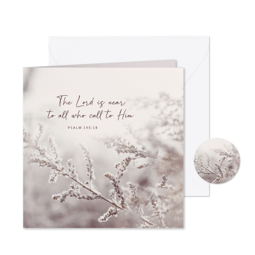 Christelijke kerstkaart winterse foto takje - Kaartimpressie