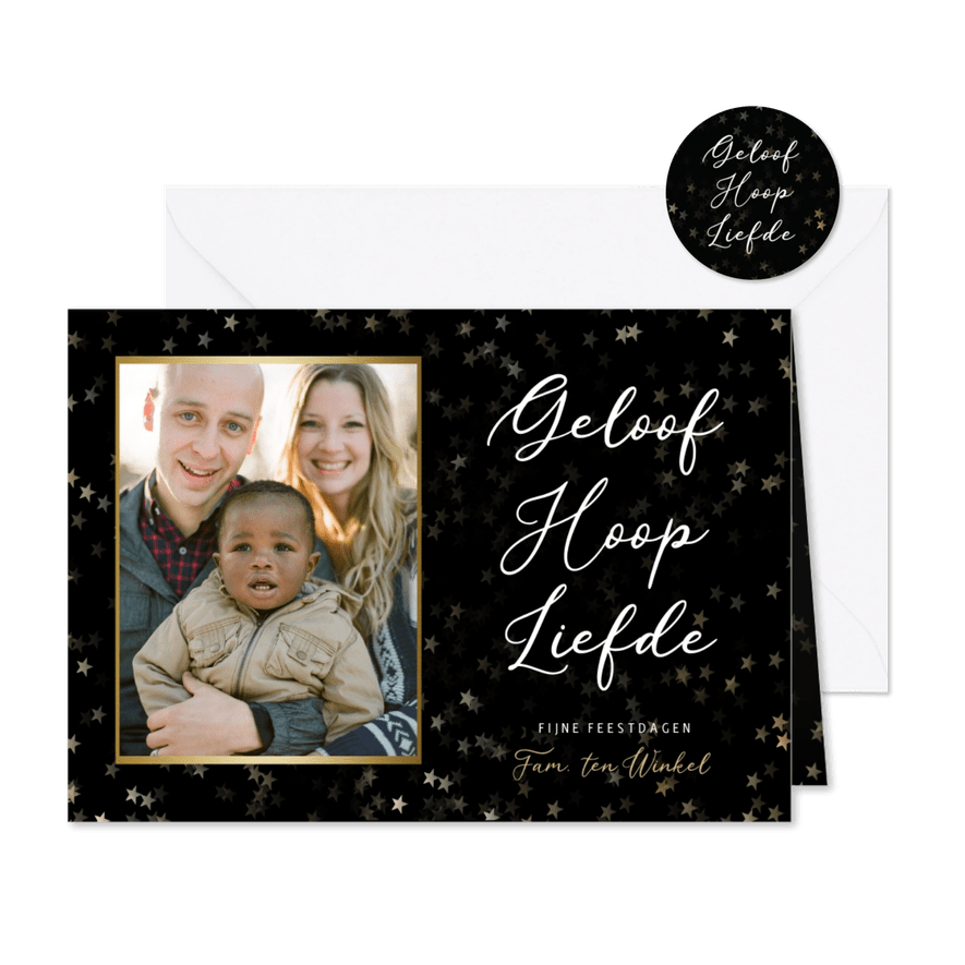 Christelijke nieuwjaarskaart - geloof hoop en liefde - Kaartimpressie