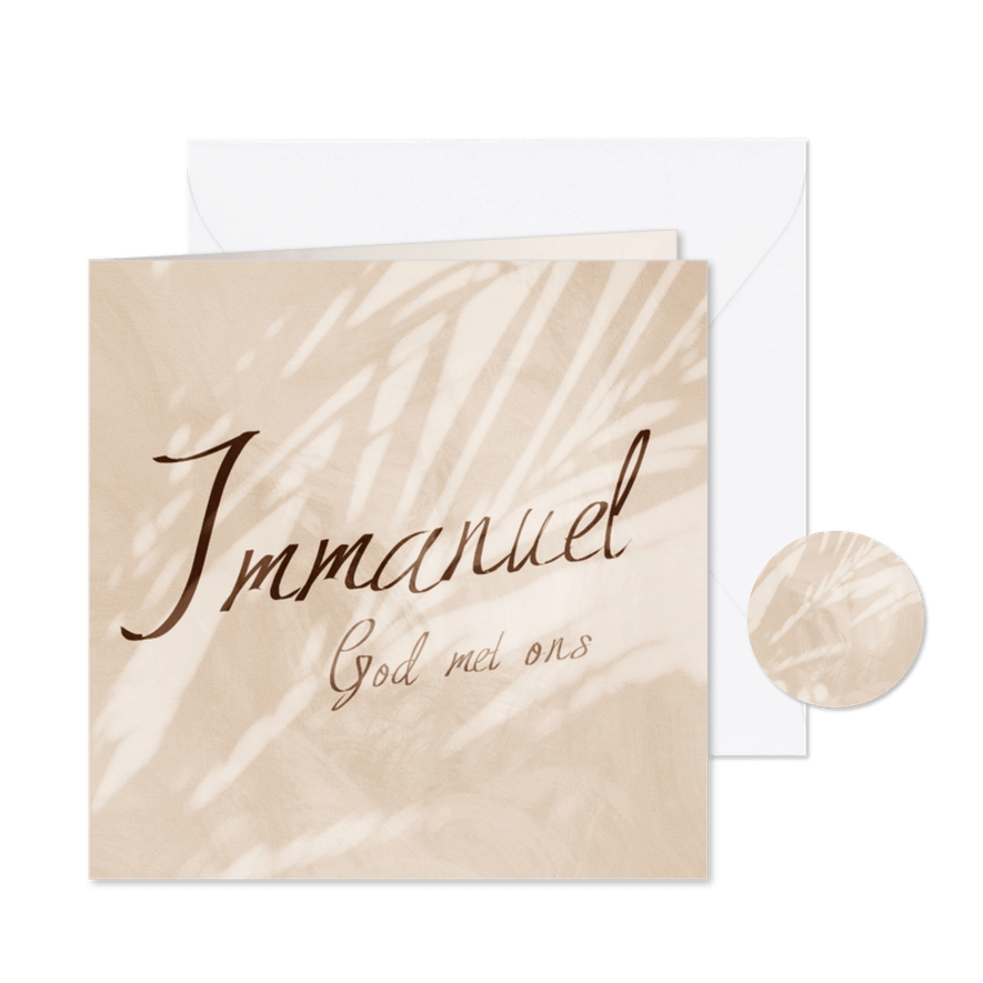 Christelijke nieuwjaarskaart Immanuel met bladeren - Kaartimpressie