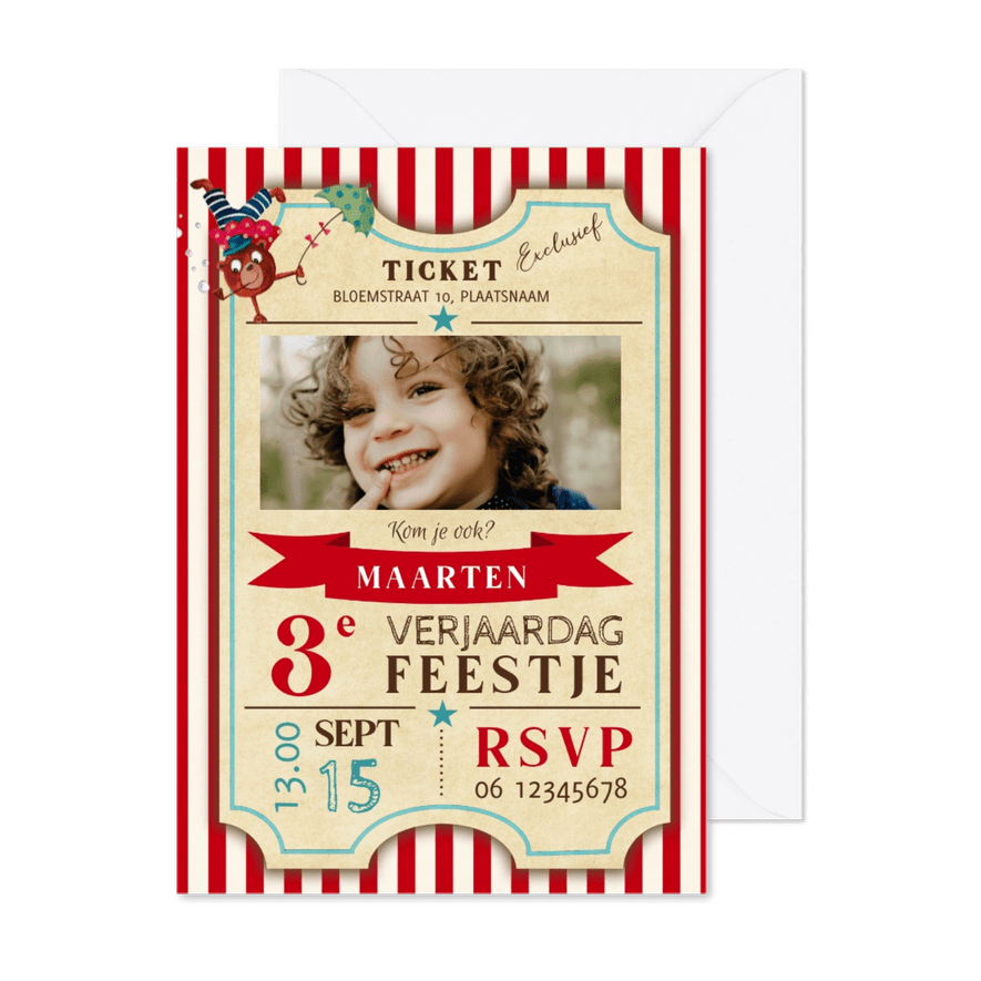 Circus ticket of film ticket feestje - Kaartimpressie