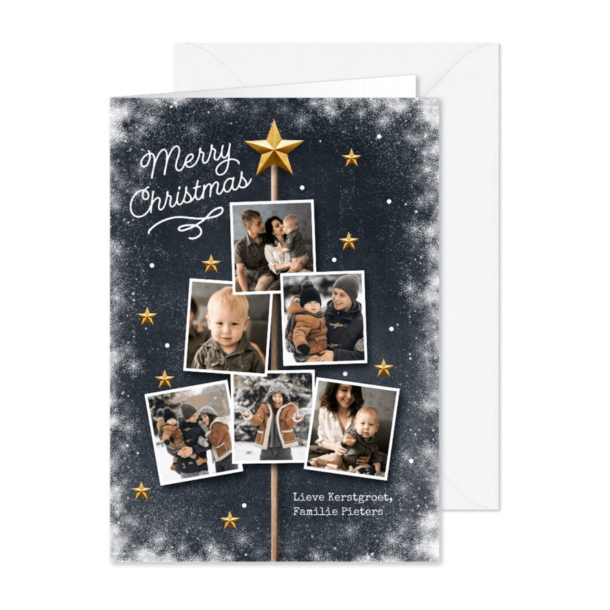Collage kerstkaart Kerstboom met ster - Kaartimpressie