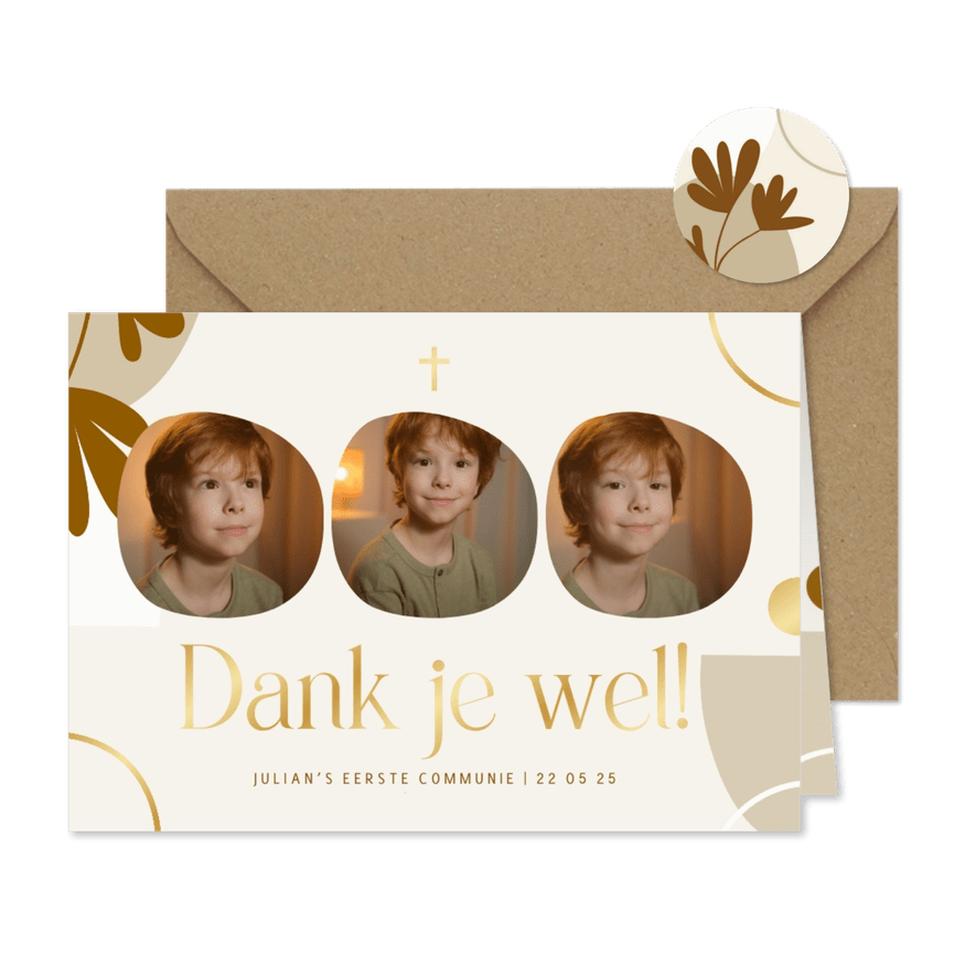 Communie bedankkaart abstracte vormen kalender - Kaartimpressie