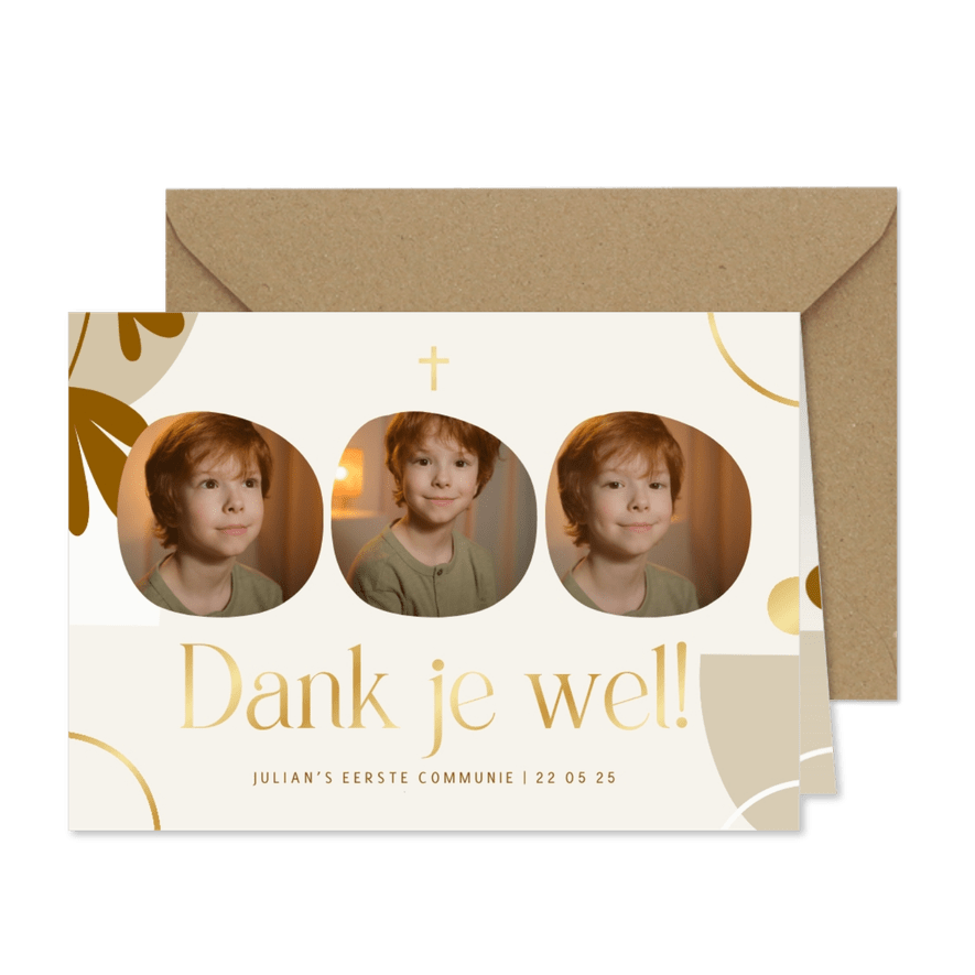 Communie bedankkaart abstracte vormen kalender - Kaartimpressie