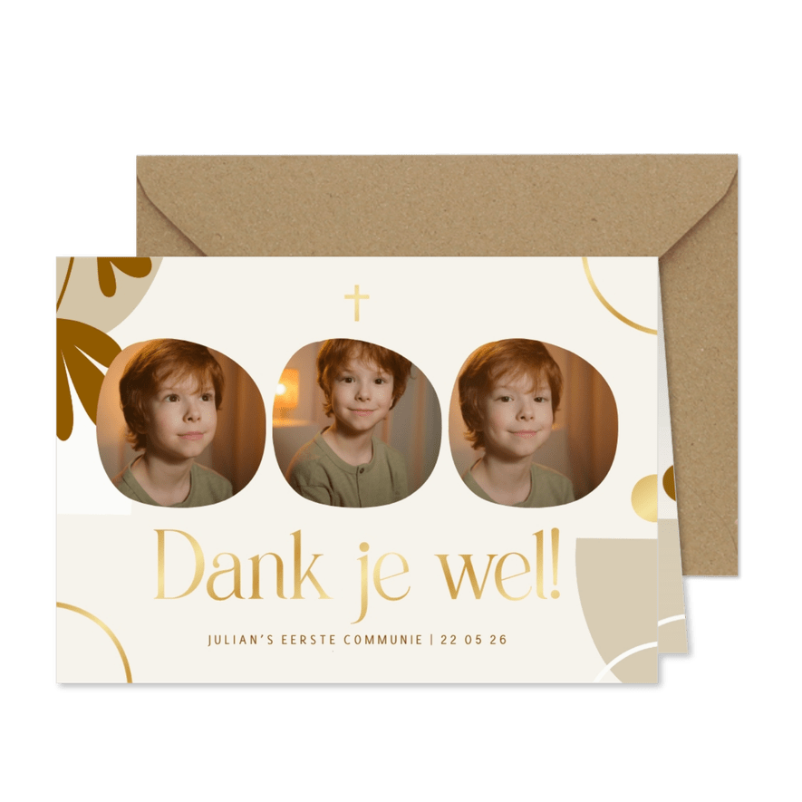 Communie bedankkaart abstracte vormen kalender - Kaartimpressie