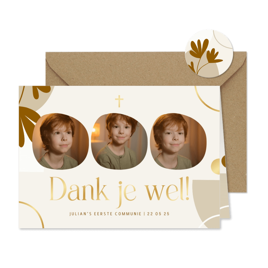 Communie bedankkaart abstracte vormen kalender - Kaartimpressie