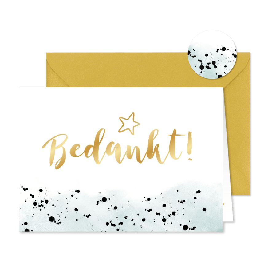 Communie bedanktkaart stoer met waterverf en spetters - Kaartimpressie