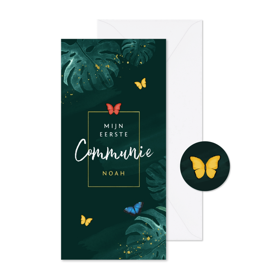 Communie botanisch stijlvol vlinders - Kaartimpressie