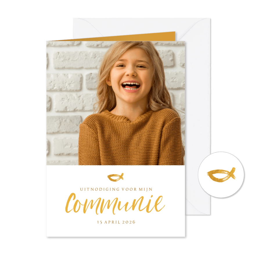 Communie fotokaart uitnodiging handschrift - Kaartimpressie