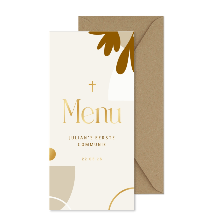 Communie menukaart abstracte vormen kalender - Kaartimpressie