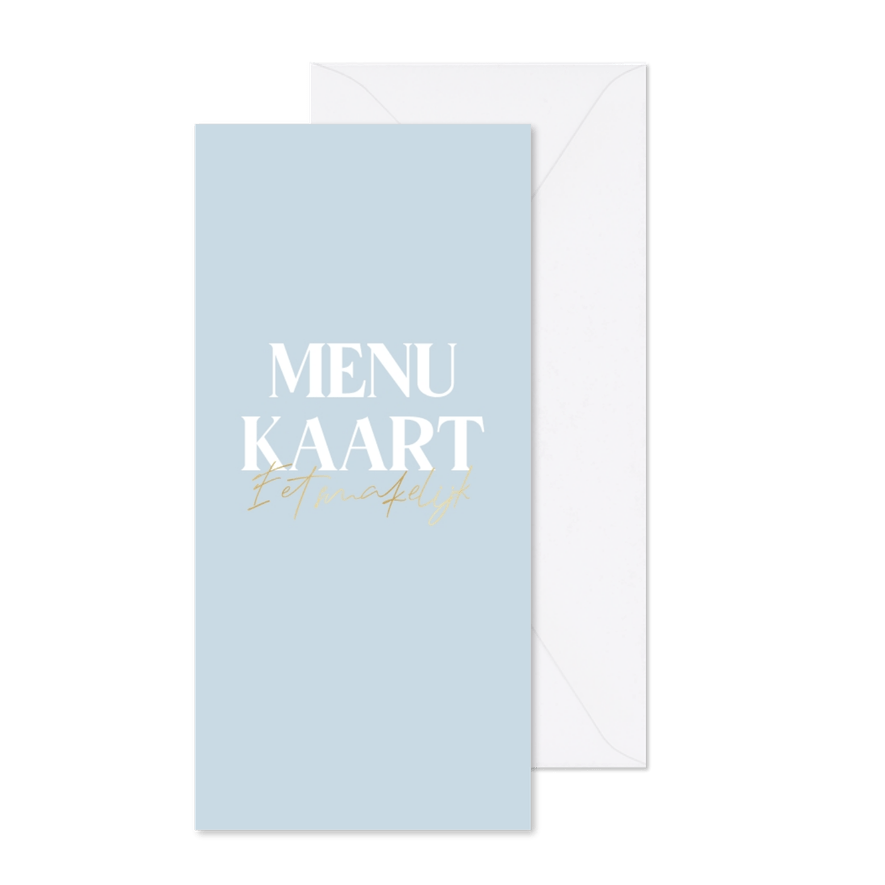Communie menukaart grote letters goudfolie - Kaartimpressie